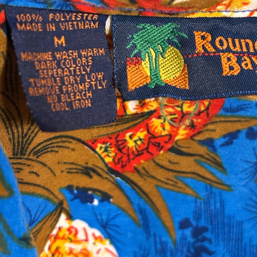 Roundtree & Yorke Blue Tropical Print Shirt - Picture 4 of 4